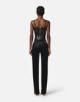 Elisabetta Franchi Pantaloni in Raso con Spacchetti Nero
