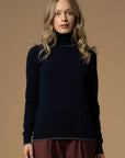 Kocca Pullover a Collo Alto con Dettagli in Strass Donna Blu
