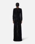 Elisabetta Franchi Abito Red Carpet in Velluto Dévoré Nero