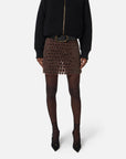 Elisabetta Franchi Gonna in Tulle con Ricami Coffee