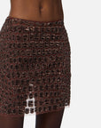 Elisabetta Franchi Gonna in Tulle con Ricami Coffee