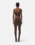 Elisabetta Franchi Gonna in Tulle con Ricami Coffee