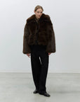 Alysi Bomber Cropped in Pelliccia Eco Fur Cioccolato