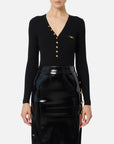 Elisabetta Franchi Maglia a Costine con Taschino Nero