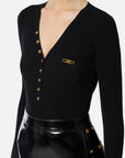 Elisabetta Franchi Maglia a Costine con Taschino Nero