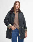 Barbour Giacca Cerata Lunga Beadnell Donna Sage/Ancient