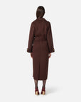 Elisabetta Franchi Cappotto Panno Misto Lana Coffee