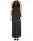 Twinset abito lungo in satin e macramè