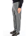 Berwich Pantalone Retro in Flanella con Fibbie Laterali e Pences Uomo Grigio