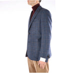 Breras Milano Giacca Monopetto in Lana Check Uomo Blu