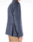 Breras Milano Giacca Monopetto in Lana Check Uomo Blu