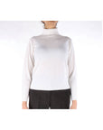 Kocca Maglia in Lana con Dettagli a Costine Donna Bianco