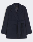 Max Mara Weekend Giacca in Lana con Cintura Blu