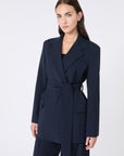 Max Mara Weekend Giacca in Lana con Cintura Blu