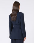 Max Mara Weekend Giacca in Lana con Cintura Blu