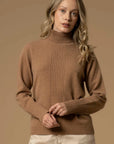 Kocca Pullover in Lana con Dettagli a Costine Donna Nocciola