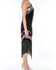 TWINSET ABITO LUNGO CON FRANGE 261TT2411 06571 Nero/madreperla