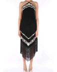 TWINSET ABITO LUNGO CON FRANGE 261TT2411 06571 Nero/madreperla