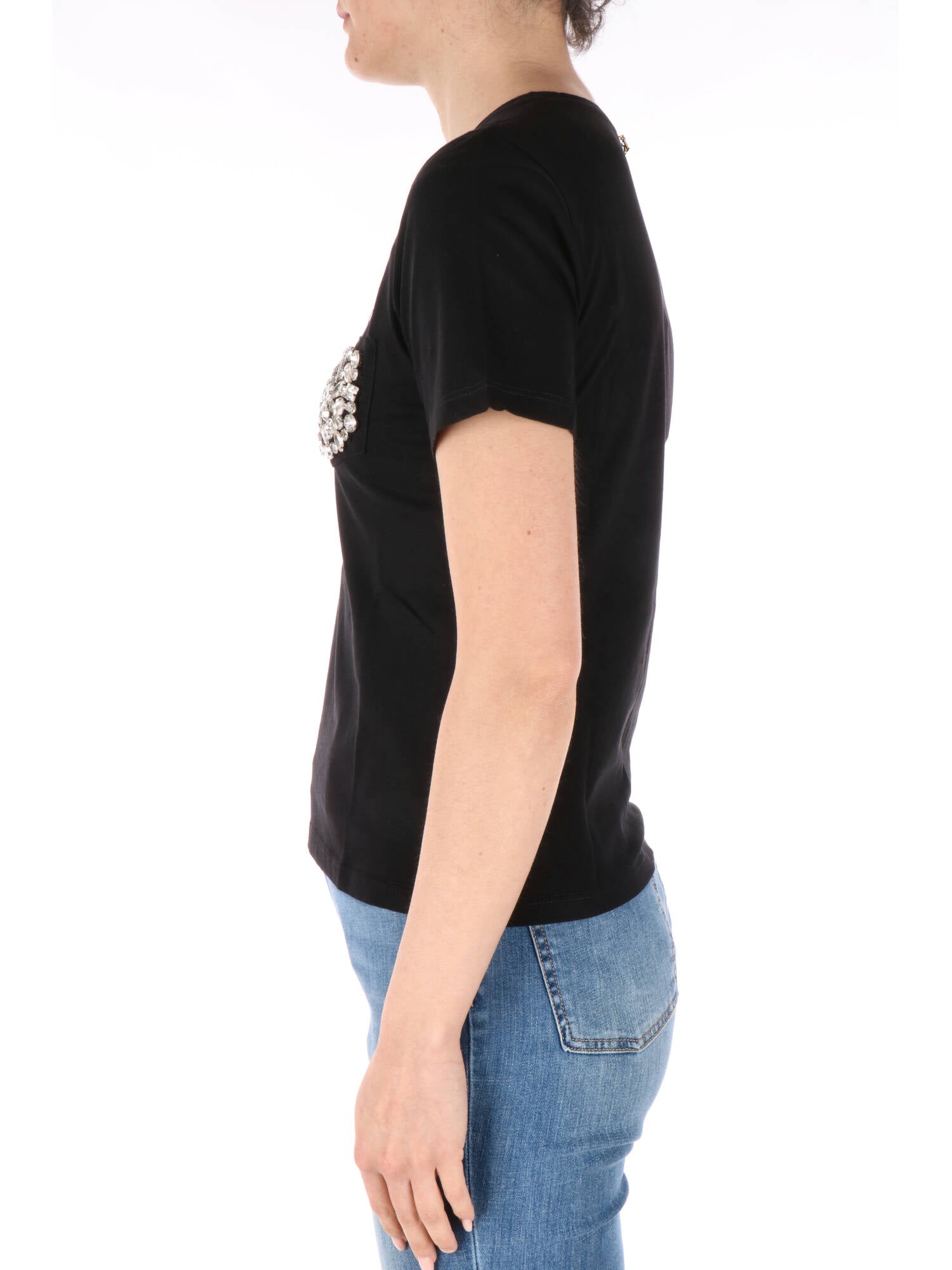 Kocca t-shirt nera con applicazione di strass