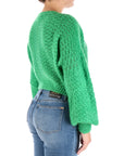 Kocca maglia verde crop traforata