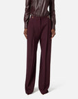Elisabetta Franchi Pantaloni Crêpe Dettagli Logo Merlot