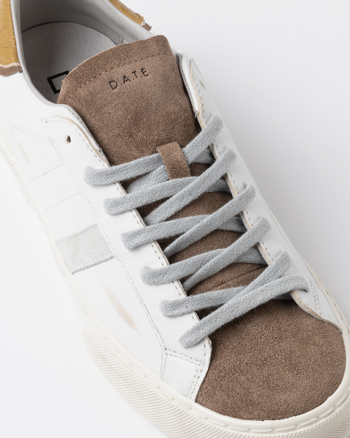D.A.T.E. Sneakers Hill Low Scratch Uomo Bianco/Senape