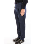 Berwich Pantalone Retro in Flanella con Fibbie Laterali e Pences Uomo Blu Navy