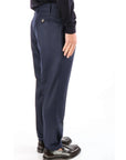 Berwich Pantalone Retro in Flanella con Fibbie Laterali e Pences Uomo Blu Navy