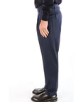 Berwich Pantalone Retro in Flanella con Fibbie Laterali e Pences Uomo Blu Navy