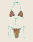 F**K Bikini Triangolo con Slip Regolabile Fantasia Multicolor