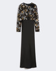 Max Mara Studio Abito in Tulle Ricamato ed Enver Satin Nero