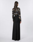Max Mara Studio Abito in Tulle Ricamato ed Enver Satin Nero