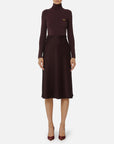 Elisabetta Franchi Abito Maglia Costine Raso Merlot