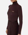 Elisabetta Franchi Abito Maglia Costine Raso Merlot