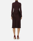 Elisabetta Franchi Abito Maglia Costine Raso Merlot