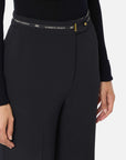 Pantaloni Crêpe Nastro Logo Nero