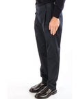 Berwich Pantalone Retro con Fibbie e Pences in Gabardina Uomo Blu Navy