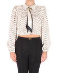 Elisabetta Franchi camicia cropped in georgette