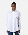 Elisabetta Franchi Camicia Popeline Righe Bianco