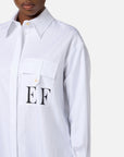 Elisabetta Franchi Camicia Popeline Righe Bianco
