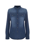 Kocca Camicia Denim con Bottoni Madreperla Donna Blu