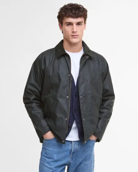 Barbour Giacca Cerata Tracker Uomo Sage