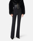 Elisabetta Franchi Pantaloni in Crêpe con Catena Gioiello Nero