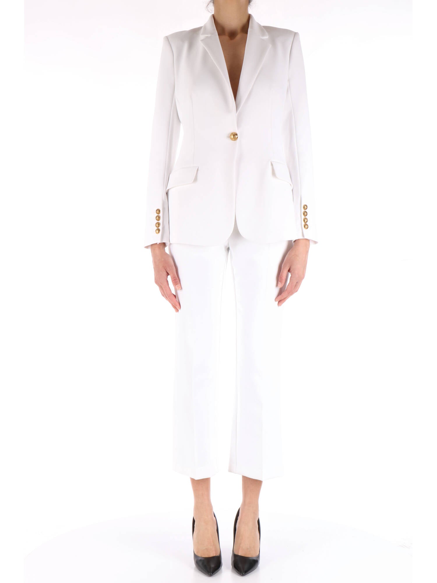 Elisabetta Franchi tailleur monopetto in crepe bianco