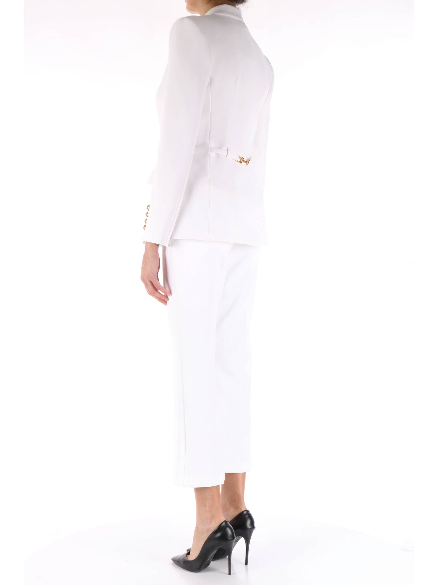 Elisabetta Franchi tailleur monopetto in crepe bianco