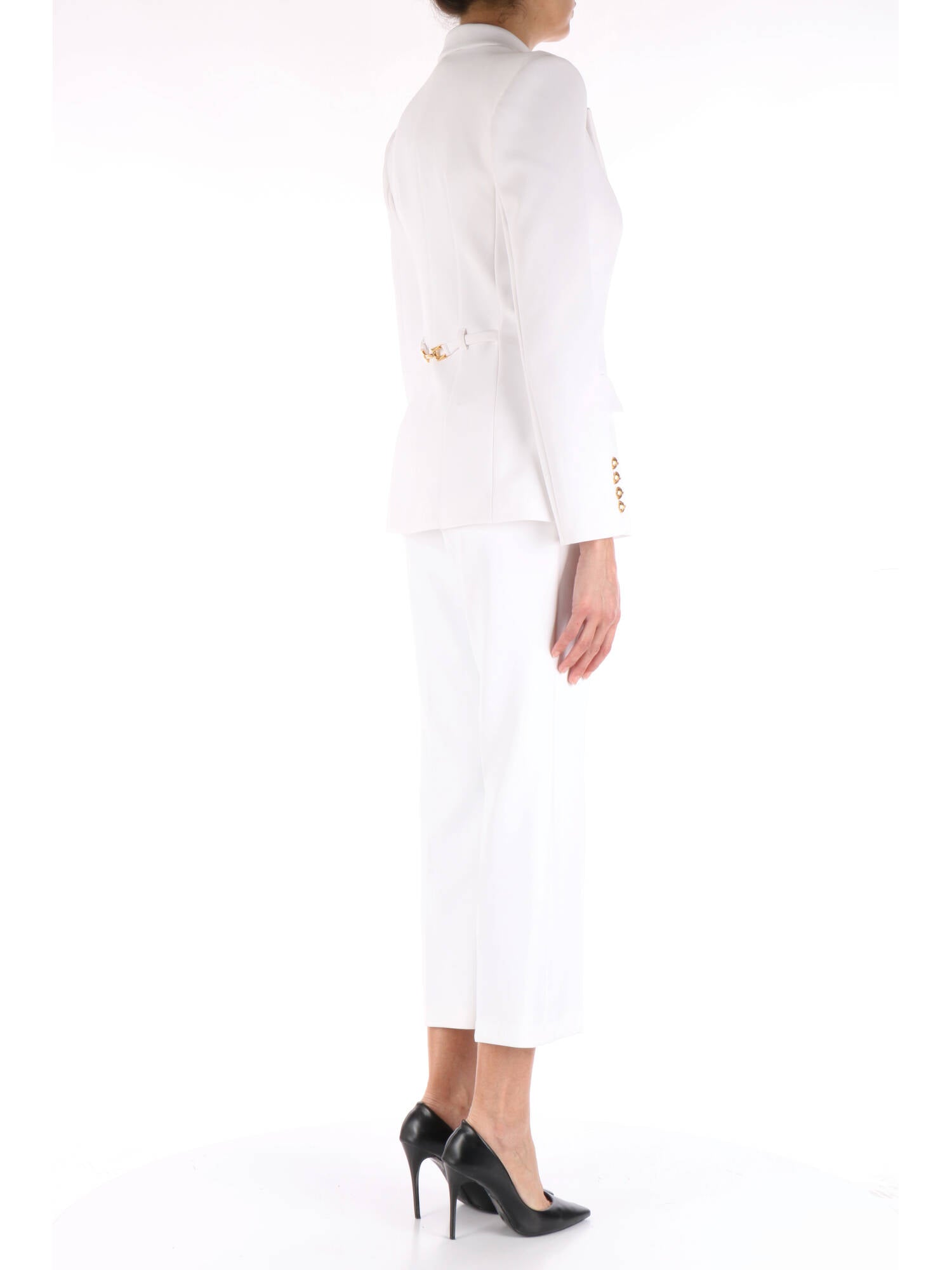 Elisabetta Franchi tailleur monopetto in crepe bianco