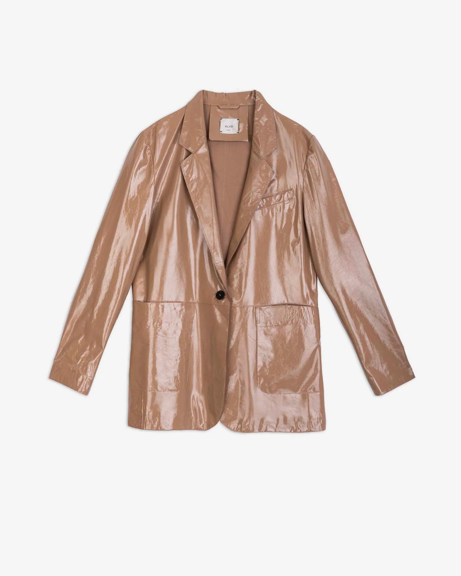 Alysi Blazer in Pelle Verniciata Nude
