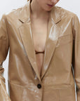 Alysi Blazer in Pelle Verniciata Nude