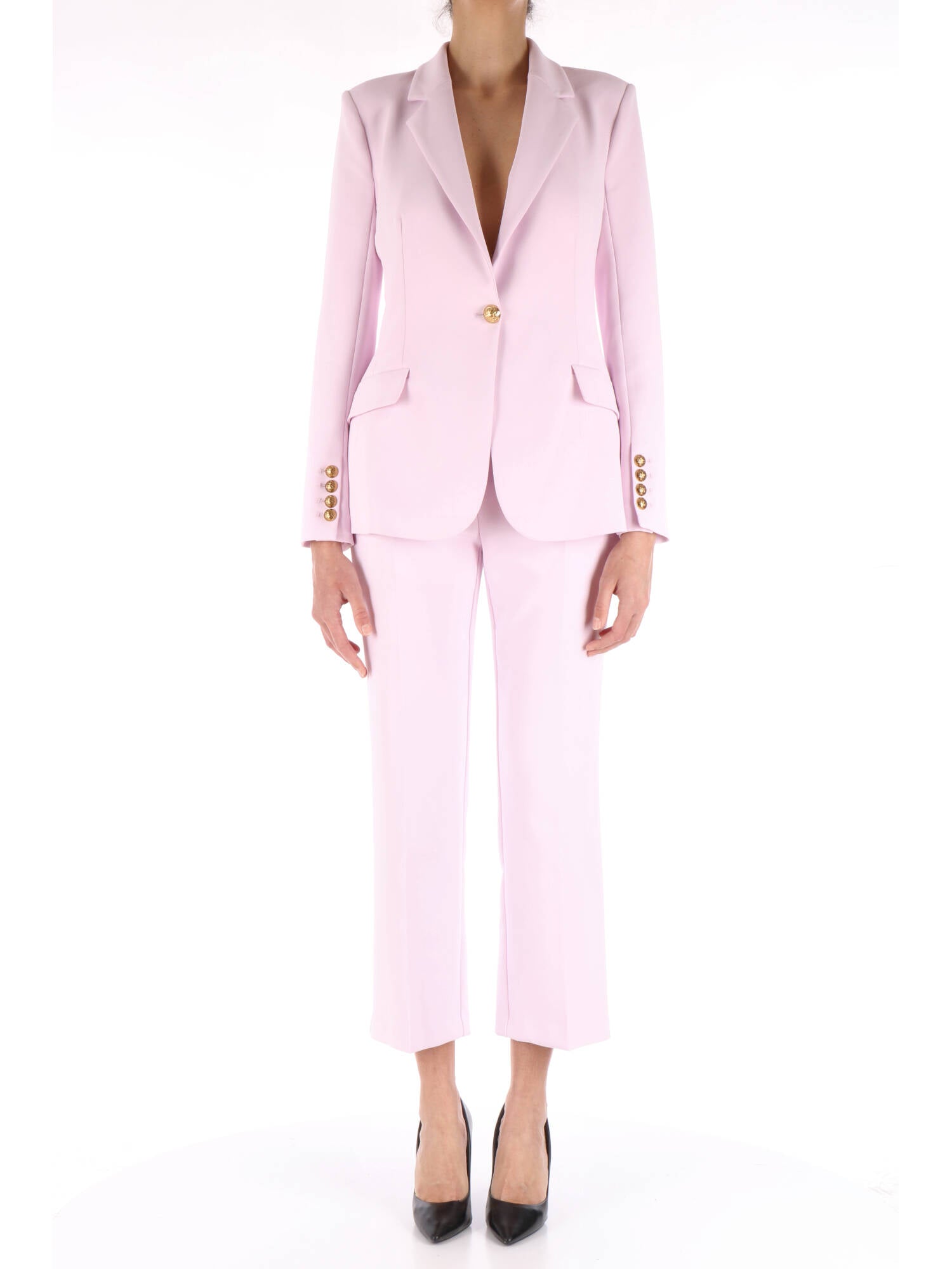 Elisabetta Franchi tailleur monopetto in crepe rosa