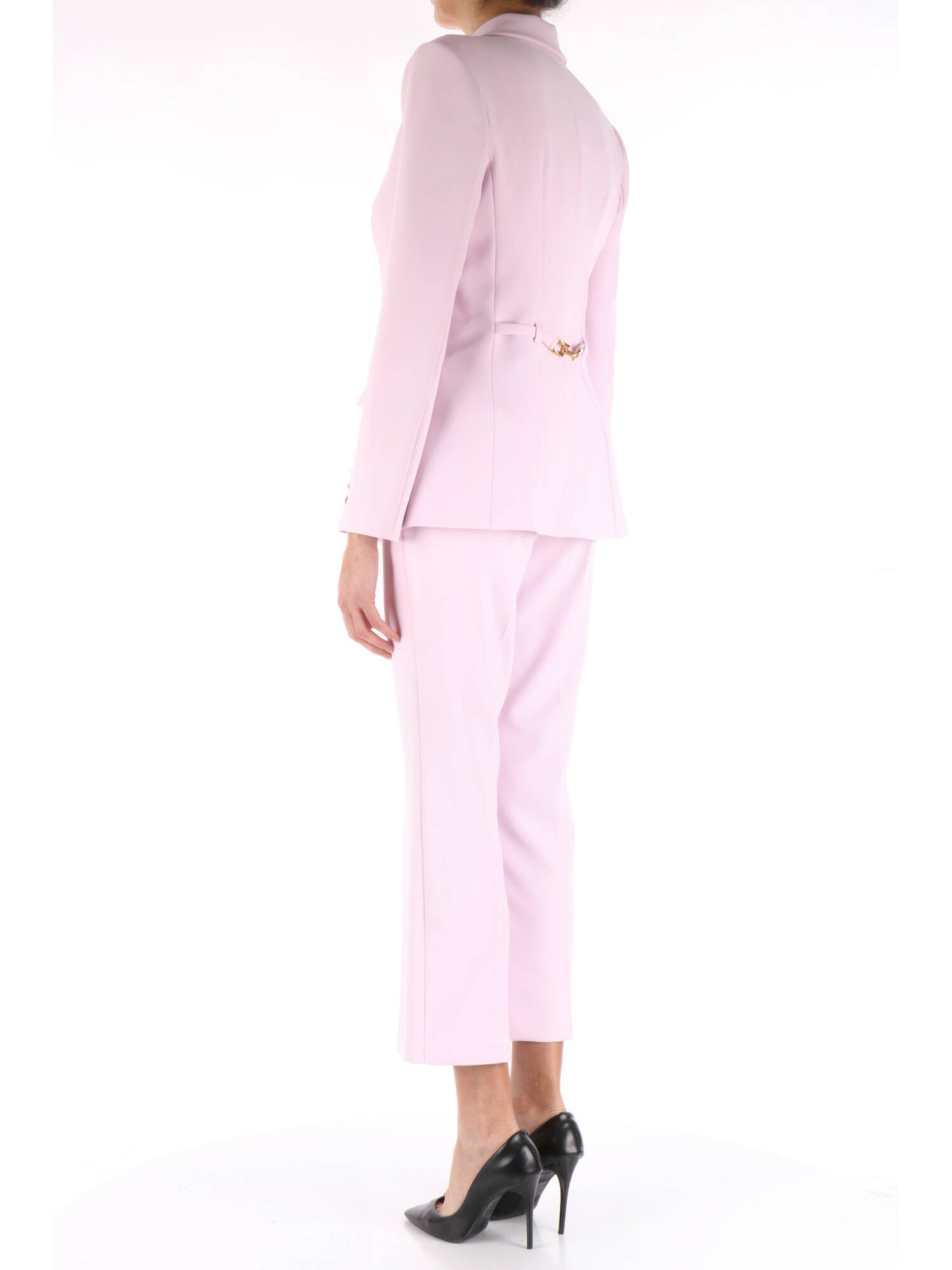 Elisabetta Franchi tailleur monopetto in crepe rosa